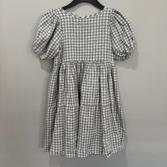 Noralee Other - Noralee sage green and white checked puff sleeve tiered dress